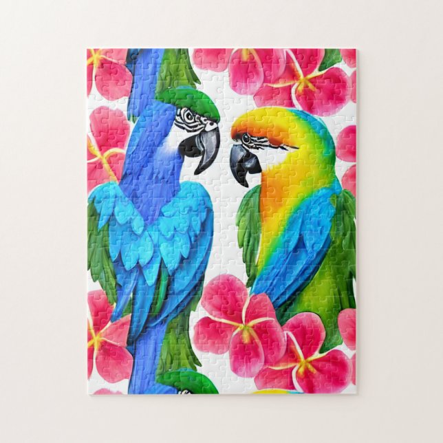 Färgpartier med tropiska blommor Til Pillo Pussel (Vertikal)