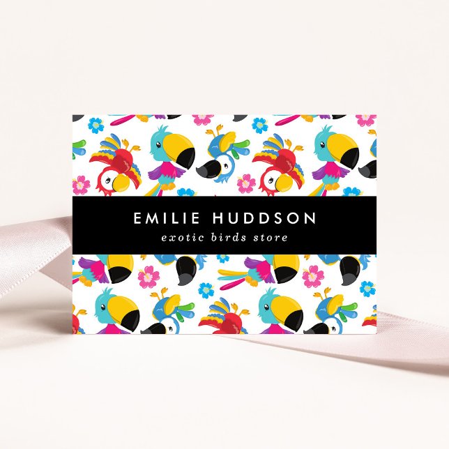Färgpartiklar, blommor, sällskapsdjur, fågelbutik visitkort (Skapare uppladdad)