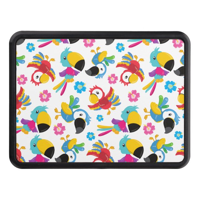 Färgpartiklar, tropiska partiklar, fåglar, blommor dragkroksskydd (Framsidan)