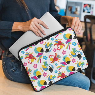 Färgpartiklar, tropiska partiklar, fåglar, blommor laptop fodral