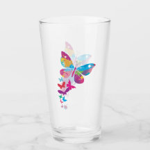 Färgpatchwork Butterflies Drinking Glass