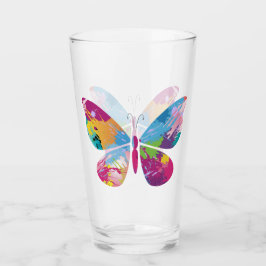 Färgpatchwork Butterflies Drinking Glass Glaskopp