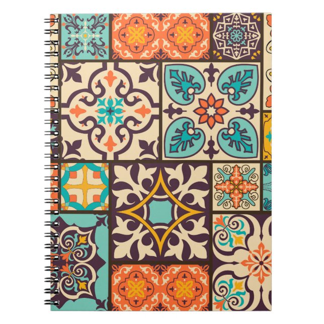 Färgpatchwork Islam Motifs Tile Anteckningsbok (Framsidan)