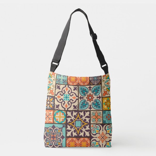 Färgpatchwork Islam Motifs Tile Axelväska (Framsida)
