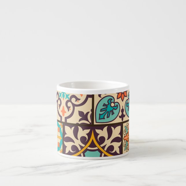 Färgpatchwork Islam Motifs Tile Espressomugg (Framsidan)