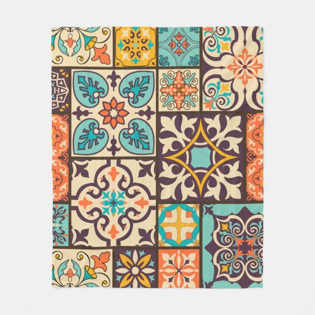 Färgpatchwork Islam Motifs Tile Fleecefilt (Framsidan)