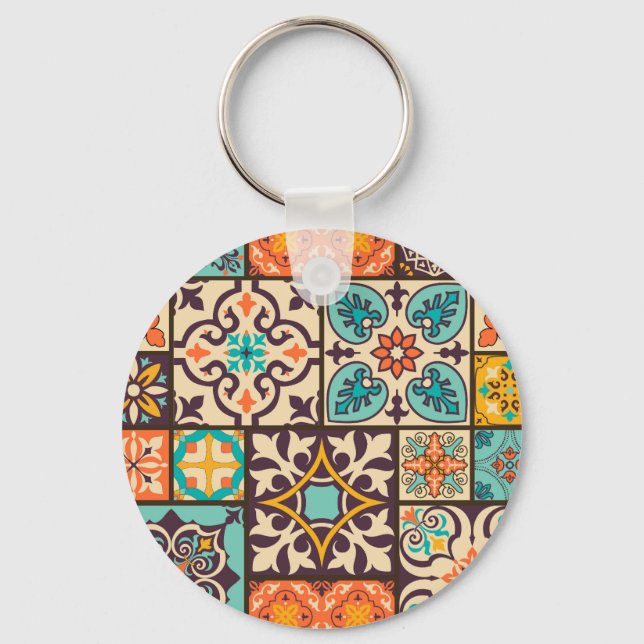 Färgpatchwork Islam Motifs Tile Nyckelring (Framsida)