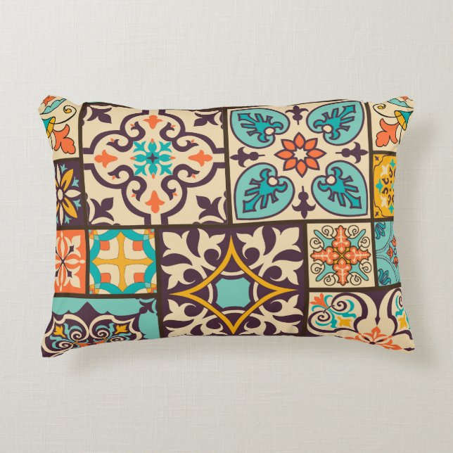 Färgpatchwork Islam Motifs Tile Prydnadskudde (Framsidan)