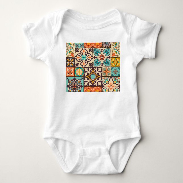 Färgpatchwork Islam Motifs Tile T Shirt (Framsida)