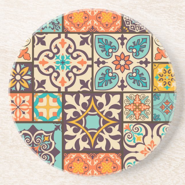Färgpatchwork Islam Motifs Tile Underlägg (Framsidan)