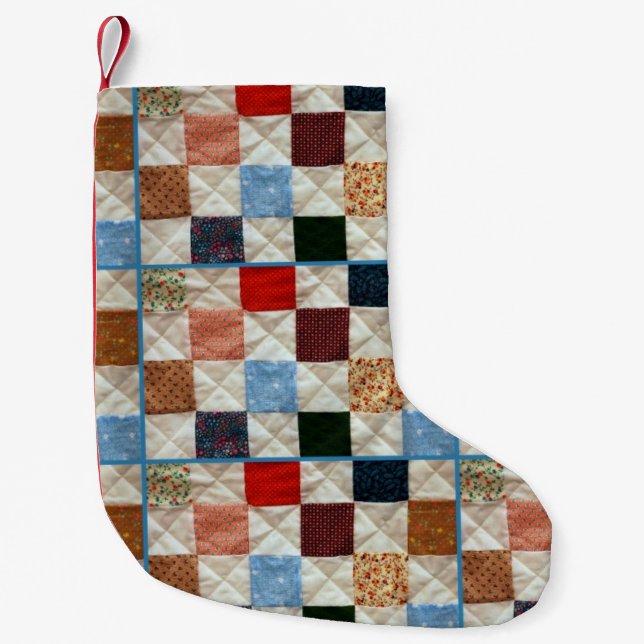 Färgpatchwork mönster liten julstrumpa (Framsidan)
