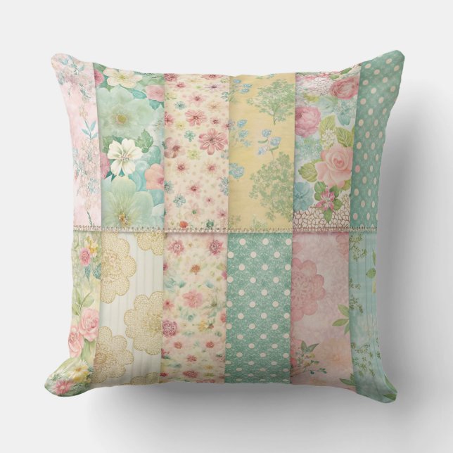 FÄRGPATCHWORK MÖNSTER MED VITA DAISY KUDDE (Framsida)