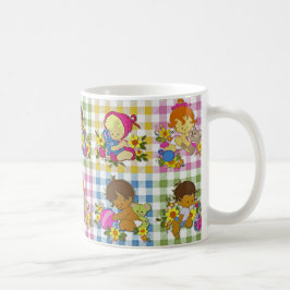 Färgpatchwork Play Baby Shower för Cute Retro Colo Kaffemugg