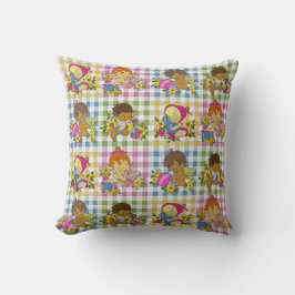 Färgpatchwork Play Baby Shower för Cute Retro Colo Kudde