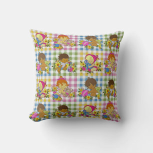 Färgpatchwork Play Baby Shower för Cute Retro Colo Kudde