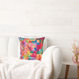 Färgpatchwork Quilt Kudde