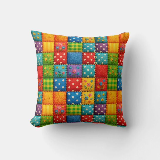 Färgpatchwork Quilt Mönster Kudde (Framsida)