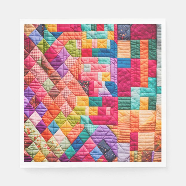 Färgpatchwork Quilt Mönster Pappersservett (Framsidan)