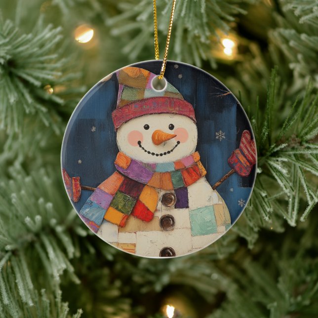 Färgpatchwork Snögubbe jul Ornament (Träd)