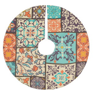 Färgpatchwork Tile: Islamic Majolica Motifs Julgransmatta Borstad Polyester