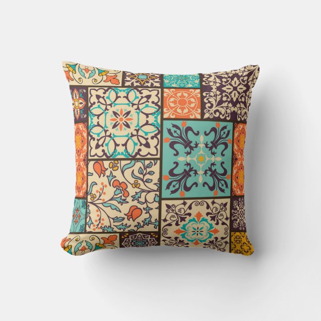Färgpatchwork Tile: Islamic Majolica Motifs Kudde (Framsida)