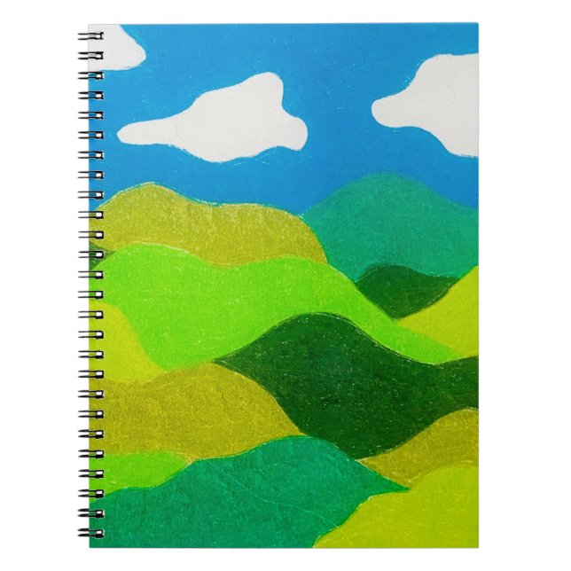 Färgpenna Abstrakt Landskap Blå Himmel Anteckningsbok (Framsidan)