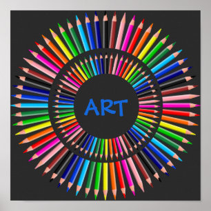 Färgpenna Circle, Art Teacher, Artist. Poster