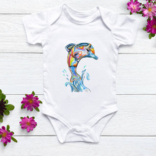 Färgpenna Delfin hoppar ut ur vattnet T Shirt
