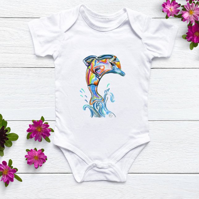 Färgpenna Delfin hoppar ut ur vattnet T Shirt (Skapare uppladdad)