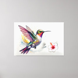 Färgpenna Kolibri Med Blomma Canvastryck