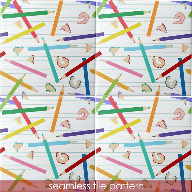 Färgpenna Mönster Kids Kakelplatta (Colored Pencils Pattern Kids Ceramic Tile)