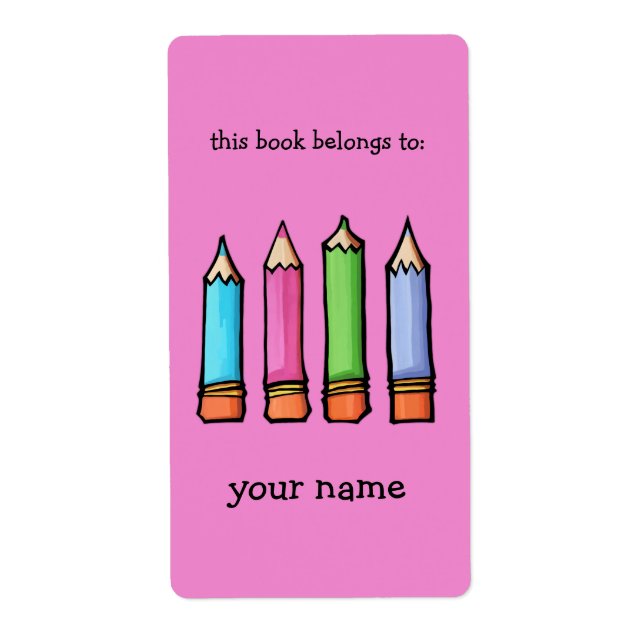 Färgpenna rosa Bookplate Fraktsedel (Framsidan)