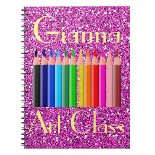 Färgpenna Rosa Faux Glitter Anteckningsbok Med Spiral