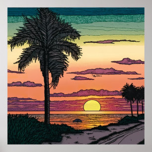 Färgpennans utseende på en bedövande strand poster
