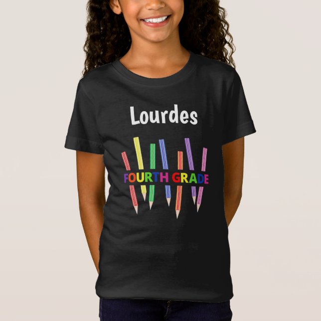 Färgpennor 4:e Klass Girl's T-Shirt 2 (Framsida)