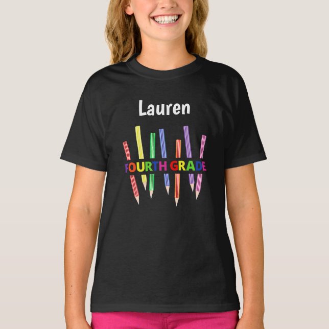 Färgpennor 4:e Klass Girl's T-Shirt 2 (Framsida)