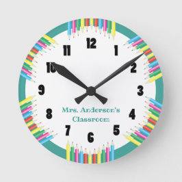 Färgpennor för klassrumsklocka rund klocka