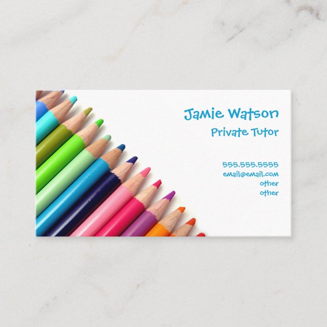 Färgpennor handleder lärarevisitkorten visitkort (Framsida)