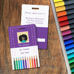 Färgpennor Konstlärare Foto-ID-märke