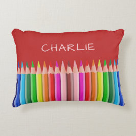 Färgpennor med eget namn Barn dekorativ kudde