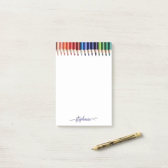 Färgpennor med Namn Post-it Block (På skrivbordet)