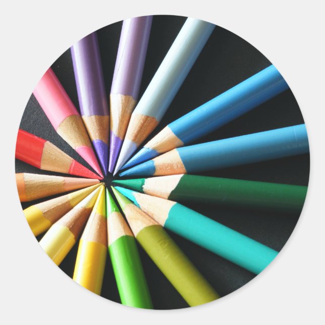 Färgpennor Runt Klistermärke (Framsida)