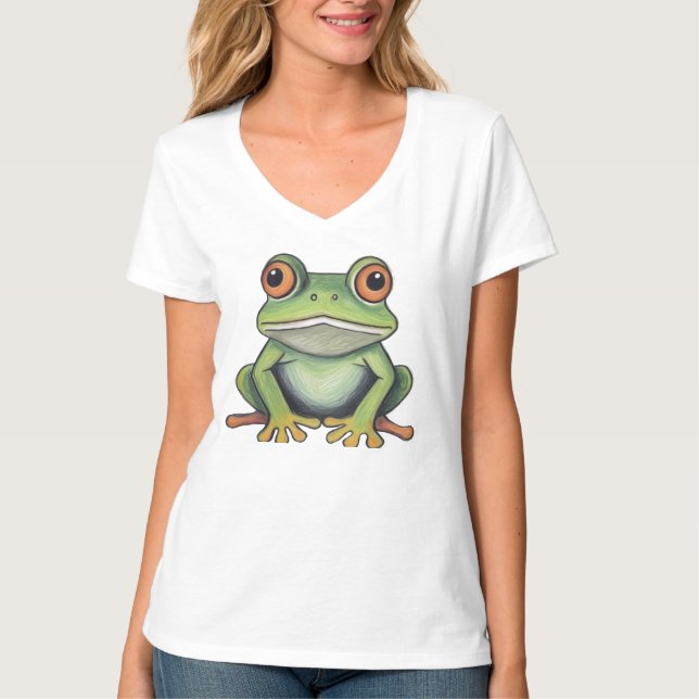 Färgpennusteckning Groda T Shirt (Framsida)
