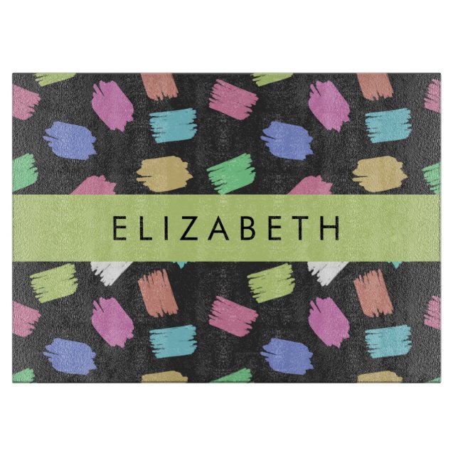 Färgpensel, färgfulla penseldrag, ditt namn (Framsidan)