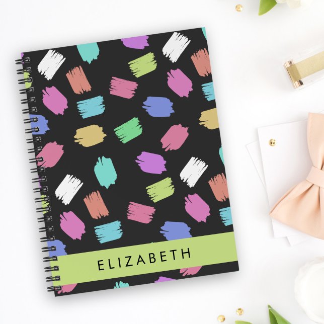 Färgpensel, färgfulla penseldrag, ditt namn anteckningsbok (Skapare uppladdad)