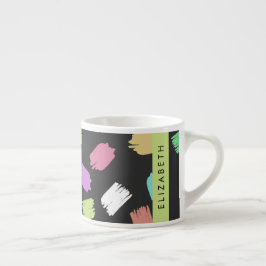 Färgpensel, färgfulla penseldrag, ditt namn espressomugg