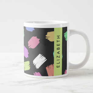 Färgpensel, färgfulla penseldrag, ditt namn jumbo mugg