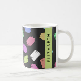 Färgpensel, färgfulla penseldrag, ditt namn kaffemugg