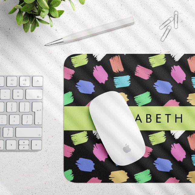 Färgpensel, färgfulla penseldrag, ditt namn musmatta (Skapare uppladdad)