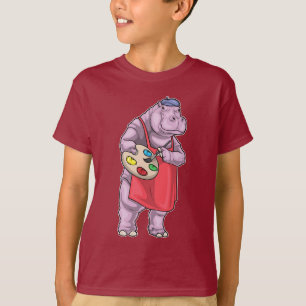 Färgpensel för Hippo-målarfärg T Shirt